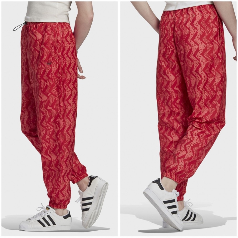 Adidas Originals Oversized Windbreaker pants AOP Track Pant red abstract print